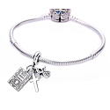 Sterling silver 925 Religious charms, First Communion, Baptism - Bible with God all things are possible, 3in1 pendant bracelet