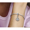 Charm Sterling silver 925 Rotating compass with cubic zirconia, travel bracelet pendant