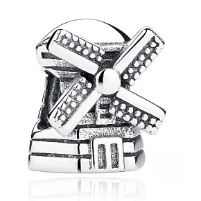 Charm Sterling silver 925 Greece, Mykonos Molino de viento, windmill, travel bracelet bead