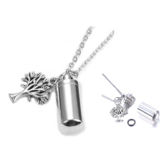 Commemorative urn pendant, Tree of Life waterproof, Stainless steel 10 x 28 mm