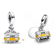 Charm Sterling silver 925 Portugal Lisbon 2in1 tram and medallion, travel bracelet pendant