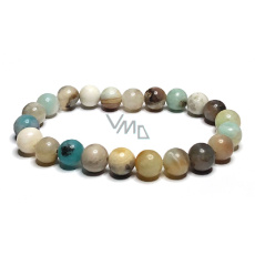 Amazonite multicoloured bracelet elastic natural stone, ball 6 mm / 16-17 cm, stone of hope