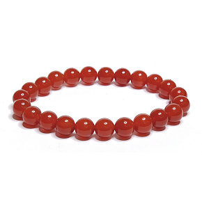Carnelian bracelet elastic natural stone, ball 8 mm / 16-17 cm, Teach us here and now