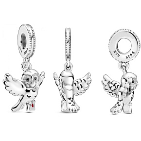 Sterling silver 925 Harry Potter - Hedwig the Owl with letter, pendant for bracelet