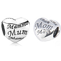 Sterling silver 925 Heart mom - symbol of motherhood and family love, bead for bracelet family