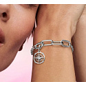 Charm Sterling silver 925 Compass - Mini Medallion with clear cubic zirconia, bracelet pendant