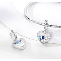 Charm Sterling silver 925 Celestial heart, love bracelet pendant