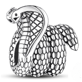 Charm Sterling silver 925 Cobra snake, bead on bracelet animal Charm Sterling silver 925 Cobra snake, bead on bracelet animal