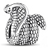 Charm Sterling silver 925 Cobra snake, bead on bracelet animal
