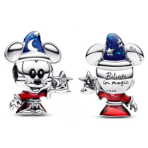 Charm Sterling silver 925 Disney Mickey the Sorcerer's Apprentice, bead for Christmas bracelet