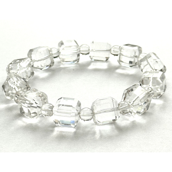 Azeztulite facet bracelet elastic natural stone 11 - 12 mm / 16 - 17 cm, high frequency energy