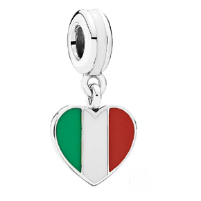 Charm Sterling silver 925 Italian Republic flag heart - I love Italy, travel bracelet pendant Charm Sterling silver 925 Italian Republic flag heart - I love Italy, travel bracelet pendant