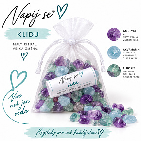Napij se® klidu – výměnná minerální náplň | Ametyst, Akvamarín, Fluorit, 200 g Napij se® klidu – výměnná minerální náplň | Ametyst, Akvamarín, Fluorit, 200 g