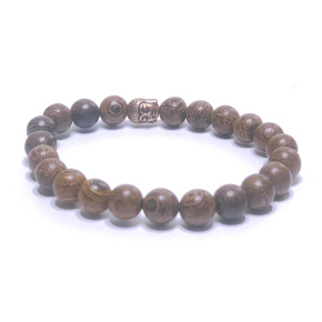 Wooden bracelet natural dark 8mm/ 16 - 17cm,