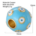 Blue eye enamel bead, bracelet pendant 10 mm 1 piece
