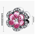 Charm Sterling silver 925 Pink flower, pansy, bead on bracelet nature