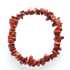 Jasper red bracelet elastic chopped natural stone 19 cm, full care stone