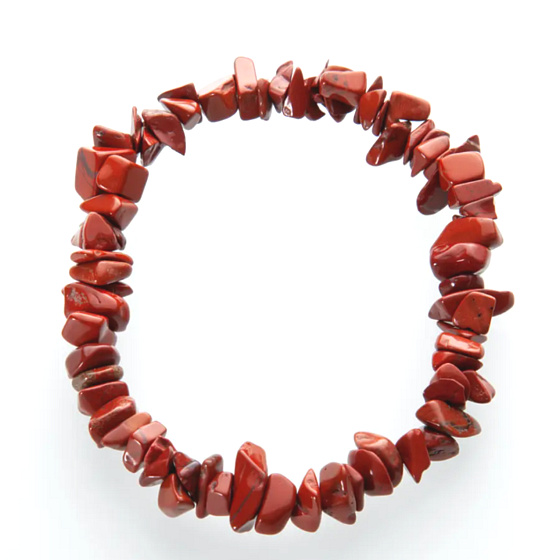 Jasper red bracelet elastic chopped natural stone 19 cm, full care stone