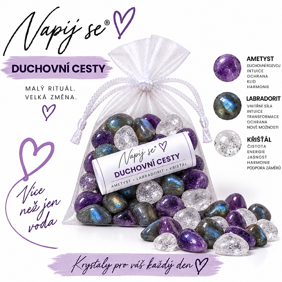 Napij se® duchovní cesty – výměnná minerální náplň | Ametyst, Labradorit, Křišťál