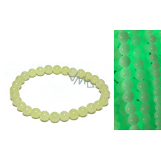 Jade Luminois Light Phosphorescent, yellow glow in the dark, bracelet elastic natural stone, bead 6 mm / 16 - 17 cm Jade Luminois Light Phosphorescent, yellow glow in the dark, bracelet elastic natural stone, bead 6 mm / 16 - 17 cm