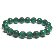 Malachite bracelet elastic natural stone, bead 9 - 10 mm / 16 - 17 cm, wishing stone