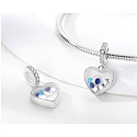 Charm Sterling silver 925 Celestial heart, love bracelet pendant