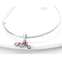 Charm Sterling silver 925 Motorbike red, travel bracelet pendant
