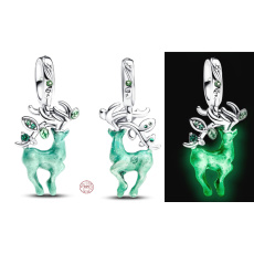 Charm Sterling silver 925 King of Glory Yaolin Deer, animal bracelet pendant