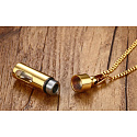 Commemorative urn pendant, Hollow tube, waterproof, stainless steel, gold 12,6 mm x 43 mm + chain 60 cm