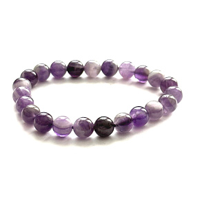 Amethyst bracelet elastic natural stone, 8 mm bead / 16 - 17 cm, stone of kings and bishops