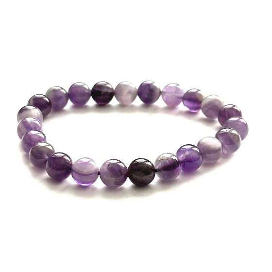 Amethyst bracelet elastic natural stone, 8 mm bead / 16 - 17 cm, stone of kings and bishops