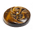 Tiger's eye face of the sun and moon hand carved natural stone 5 cm, stone of the sun and earth, brings good luck and wealth