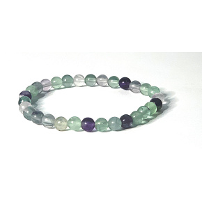 Fluorite green-clear bracelet elastic natural stone, ball 6 mm / 16-17 cm, genius stone
