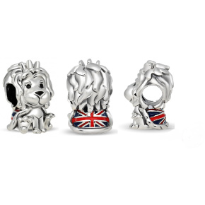 Sterling silver 925 England Lion figure bead on travel bracelet approx 10 mm