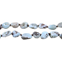 108 Mala Larimar necklace meditation jewelry, natural stone raw crystal, nugget 6 - 9 mm, pendant 8 - 15 x 45 - 70 mm