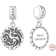 Charm Sterling silver 925 Game of Thrones coat of arms of Targarien, pendant on a movie bracelet Charm Sterling silver 925 Game of Thrones coat of arms of Targarien, pendant on a movie bracelet