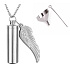 Commemorative urn pendant, Angel wings waterproof, stainless steel 9 x 37 mm