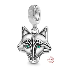Charm Sterling silver 925 Wolf, animal bracelet pendant