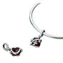 Charm Sterling Silver 925 Christmas Heart, Pendant for Christmas Bracelet