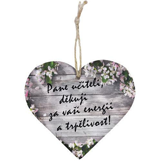 Bohemia Gifts Wooden Decorative Heart with Print - Teacher, Thank You 12 cm