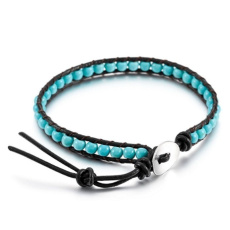 Tyrkenite leather bracelet natural stone, handmade, clasp, ball 4 mm / 17 - 23 cm, stone of young people, looking for a life goal