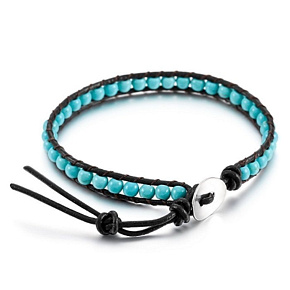 Tyrkenite leather bracelet natural stone, handmade, clasp, ball 4 mm / 17 - 23 cm, stone of young people, looking for a life goal Tyrkenite leather bracelet natural stone, handmade, clasp, ball 4 mm / 17 - 23 cm, stone of young people, looking for a life goal