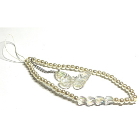 Anti-lost mobile phone pendant with pearls, butterfly, circumference 30 cm