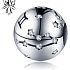Sterling silver 925 zodiac sign Gemini + cubic zirconia, bead for bracelet 9 mm