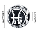 Pisces, zodiac sign, silver + zirconia bracelet pendant, ball 9 mm 1 piece