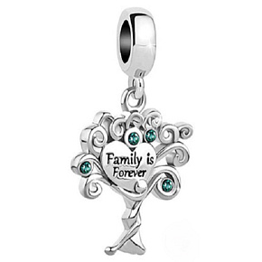 Charm Sterling silver 925 Tree Family is Forever, family bracelet pendant