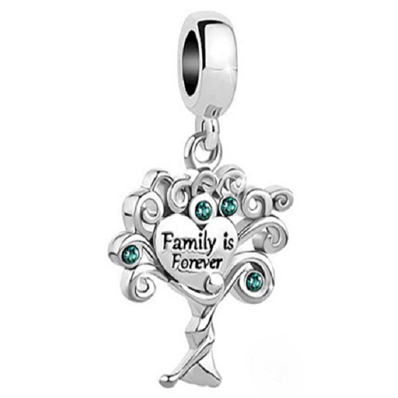 Charm Sterling silver 925 Tree Family is Forever, family bracelet pendant