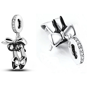Charm Sterling silver 925 Chic style - shoes with bow, bracelet pendant, interests