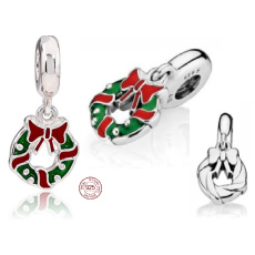 Sterling silver 925 Christmas wreath, Christmas bracelet pendant