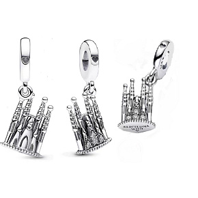 Charm Sterling silver 925 Barcelona La Sagrada Familia, travel bracelet pendant